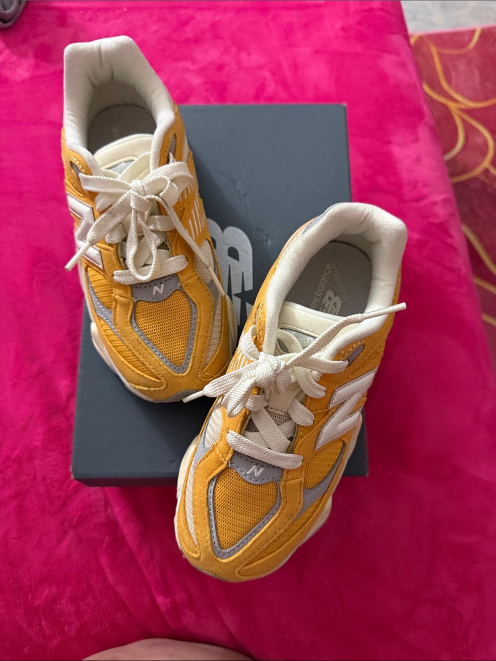 New Balance Kids Yellow and White Mesh Athletic Sneakers
